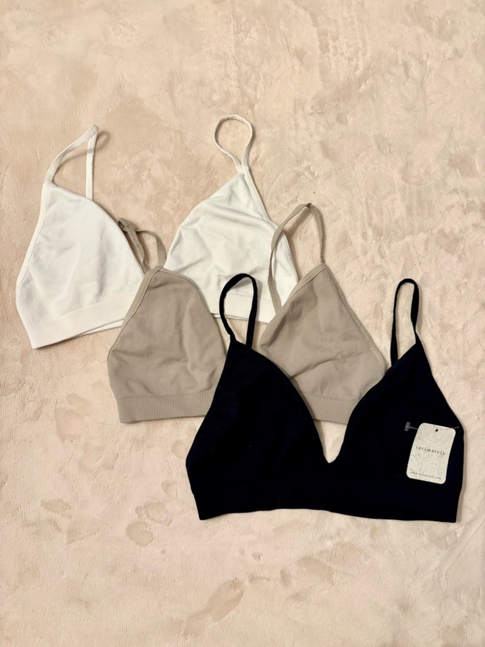 SIZE XS/S Free People Low Back Seamless Bralette Bundle of 3 | Intimately FP